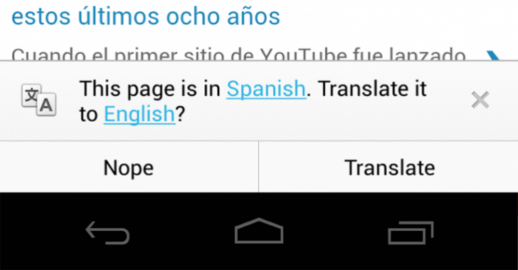 Chrome 28 Android Translate