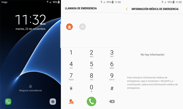 Información de emergencia bloqueo de pantalla Android 7 Nougat